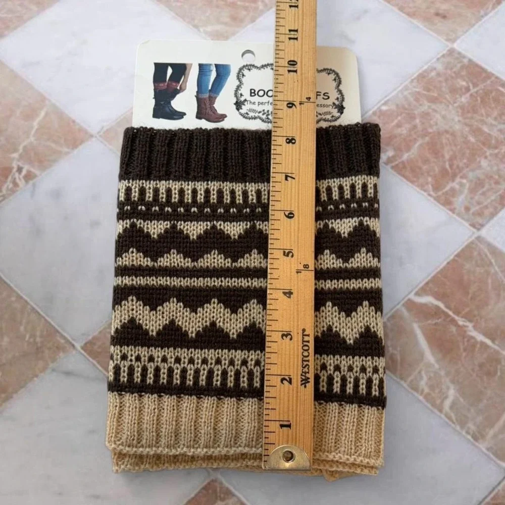 Brown and‎ tan boot cuffs